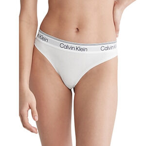 Calvin Klein Women Logo Waistband Thong White Size M
